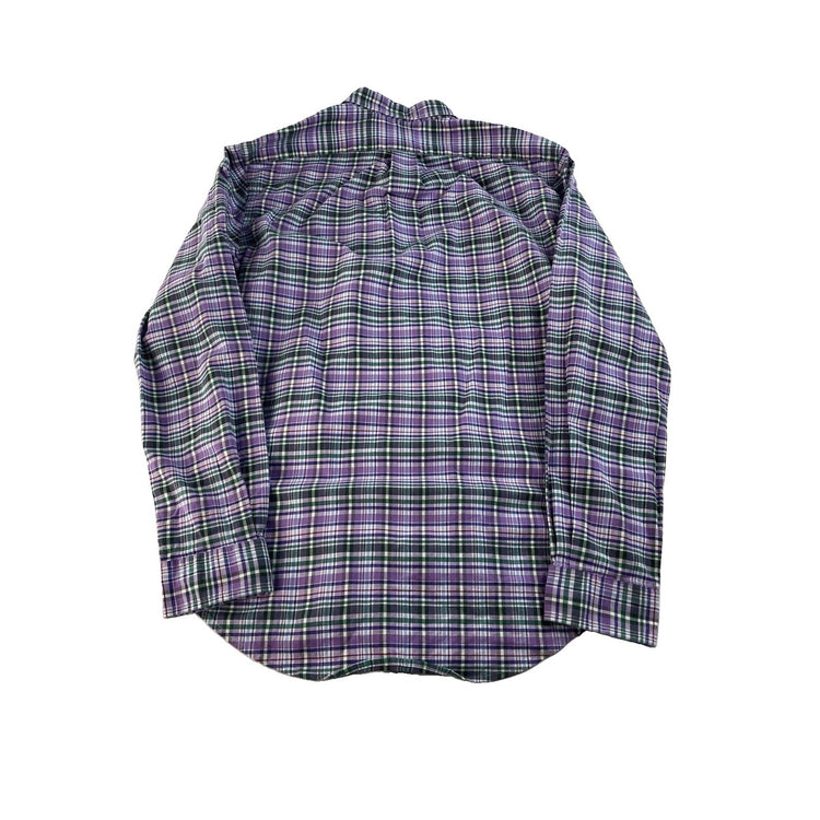 Mens Polo Ralph Lauren Purple & Green Plaid Slim Fit Button Down Shirt Size M
