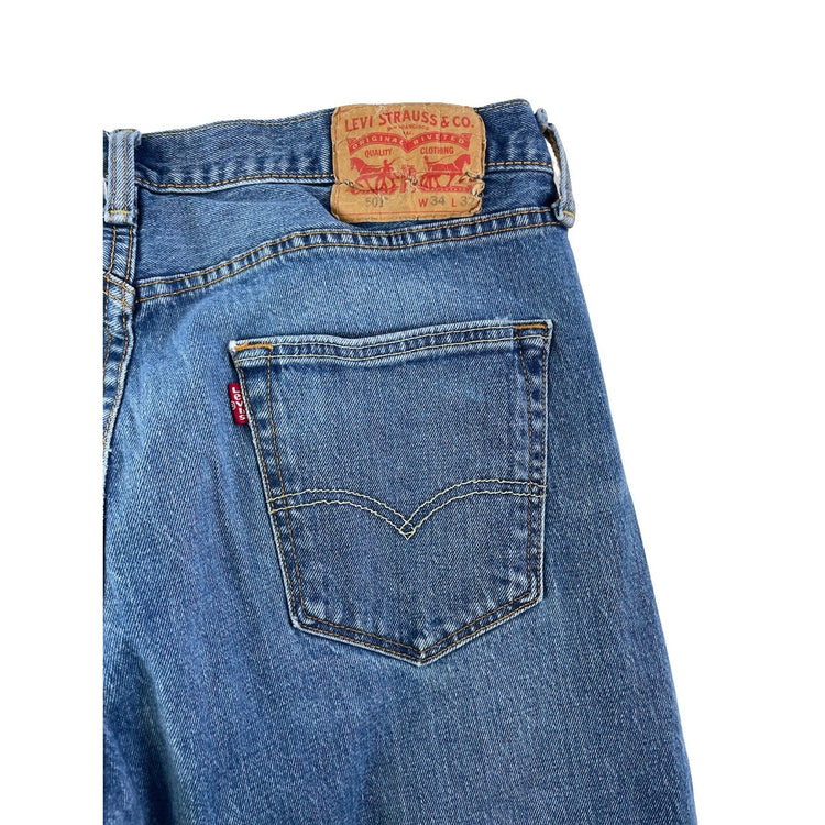 Mens Levis 501 Straight Leg Denim Blue Jeans Size 34x32