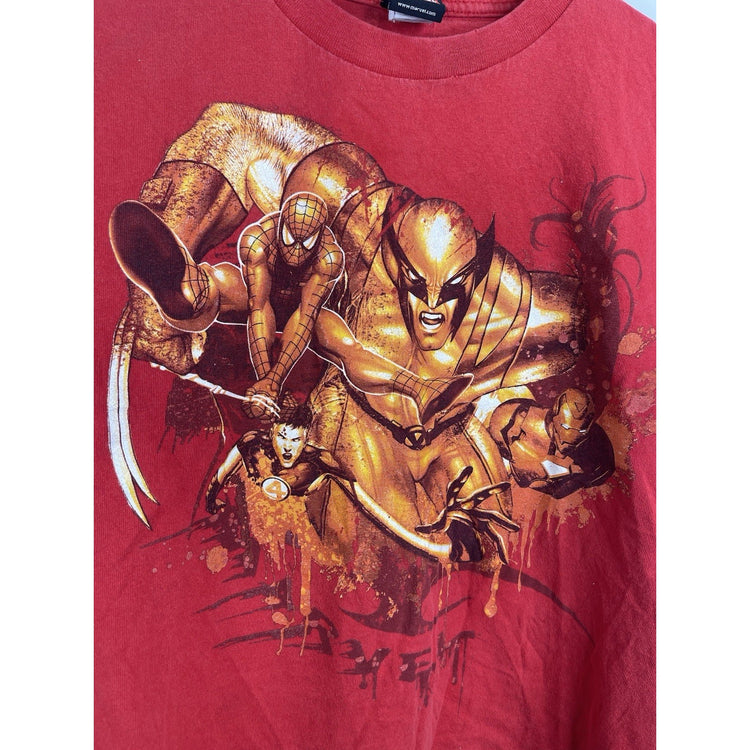 Youth Mad Engine Marvel Spiderman Ironman Wolverine Mr Fantastic TShirt Sz 12/14