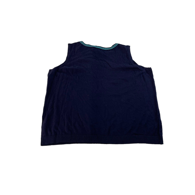 Women Talbots Navy Blue Striped Tank Top Size 2XP