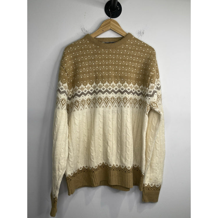 Adult VTG Jantzen Acrylic Multicolor Holiday Beige Sweater Sz 2XL