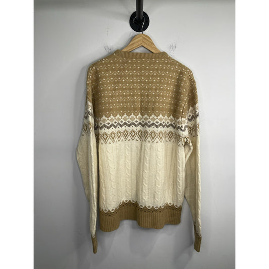 Adult VTG Jantzen Acrylic Multicolor Holiday Beige Sweater Sz 2XL