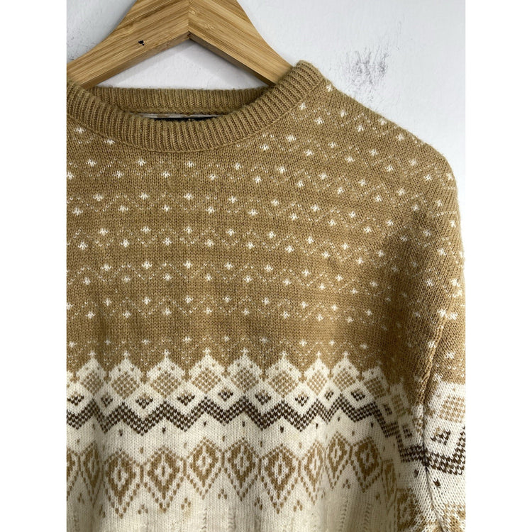 Adult VTG Jantzen Acrylic Multicolor Holiday Beige Sweater Sz 2XL