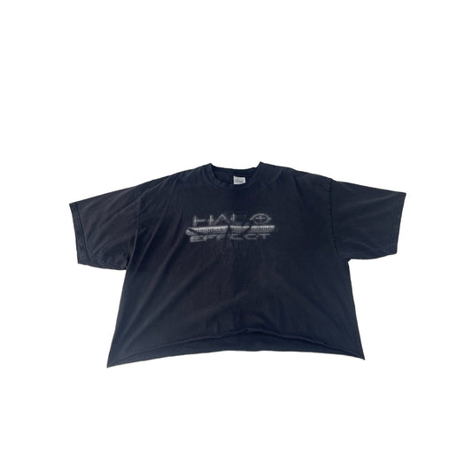 Mens Vintage Port and Company Black Halo Effect Graphic Cutoff T Shirt Size 2xl