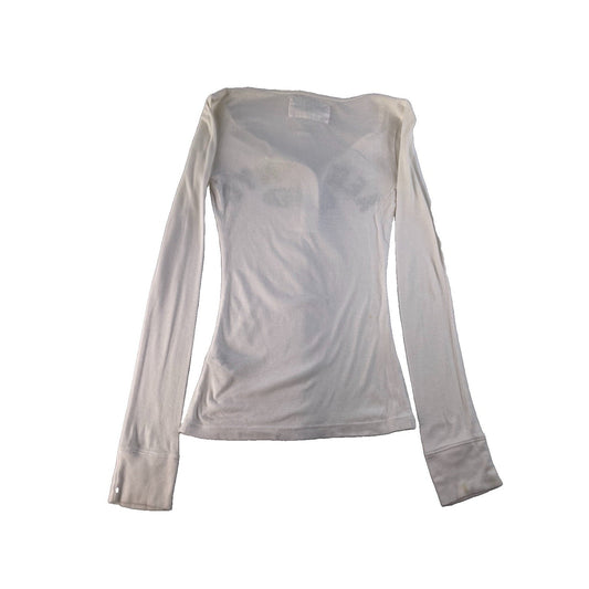 Womens Y2K Aéropostale White Long Sleeve Snowflake Shirt Size Medium