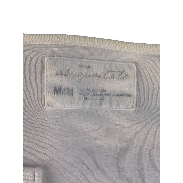 Womens Y2K Aéropostale White Long Sleeve Snowflake Shirt Size Medium