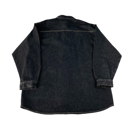 Men Vintage Sean John Black Contrast Stitch Baggy Denim Button Up Shirt SIZE 2XL