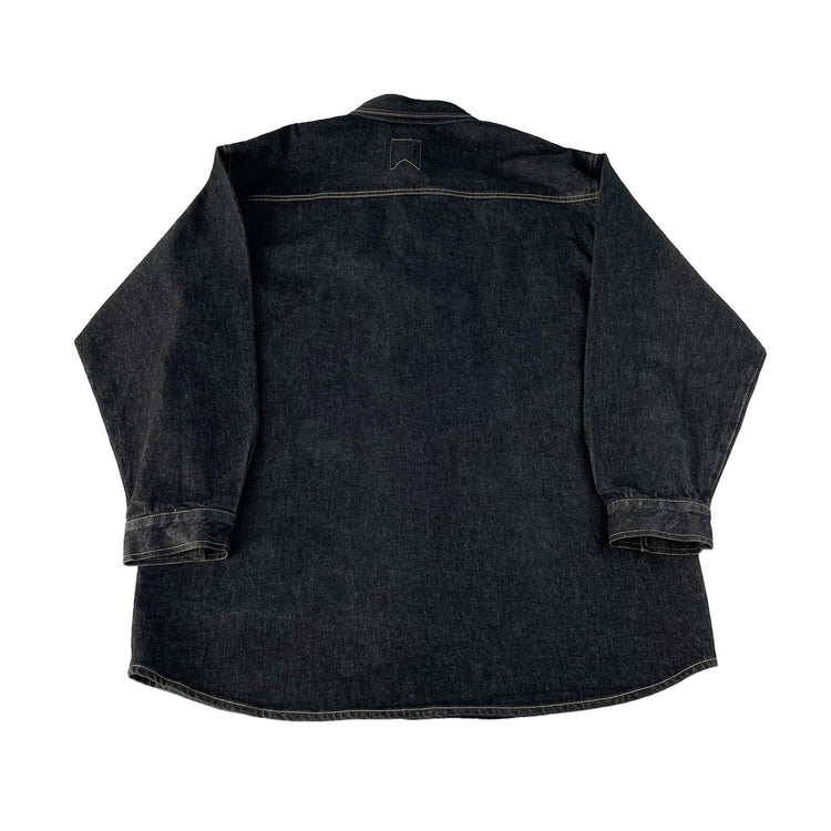 Men Vintage Sean John Black Contrast Stitch Baggy Denim Button Up Shirt SIZE 2XL