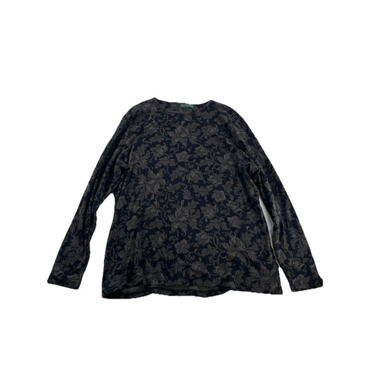 Womens Lauren Ralph Lauren Size Large Dark Floral Damask Blouse