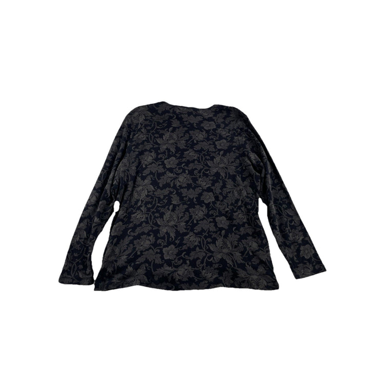Womens Lauren Ralph Lauren Size Large Dark Floral Damask Blouse