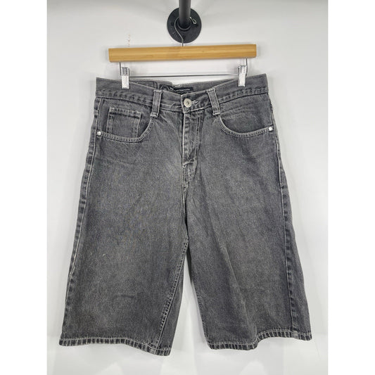 Mens Y2k South Pole Black Denim Baggy Jean Shorts Sz 34