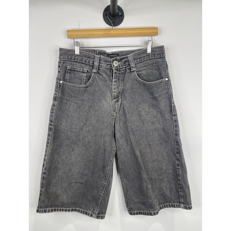 Mens Y2k South Pole Black Denim Baggy Jean Shorts Sz 34