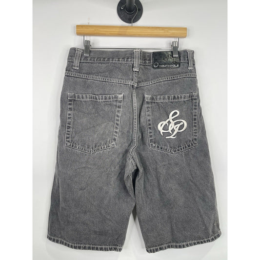 Mens Y2k South Pole Black Denim Baggy Jean Shorts Sz 34