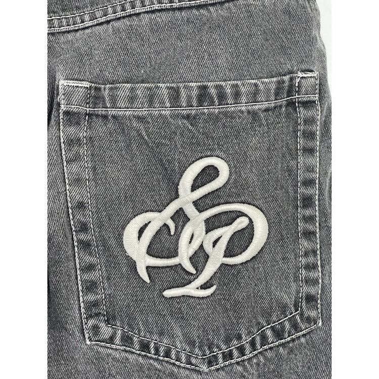 Mens Y2k South Pole Black Denim Baggy Jean Shorts Sz 34
