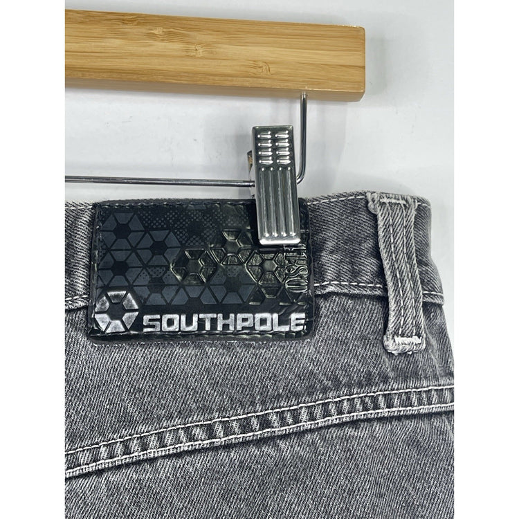 Mens Y2k South Pole Black Denim Baggy Jean Shorts Sz 34
