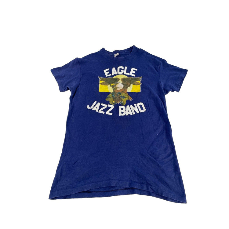 Mens Vintage ‘Eagle Jazz Band’ Blue T Shirt Size Large
