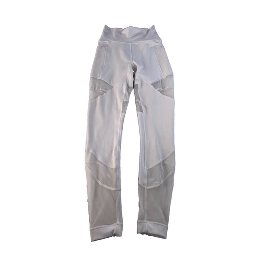 Women's Lululemon White High-Rise Athletic Leggings with Mesh Detailing Size 4