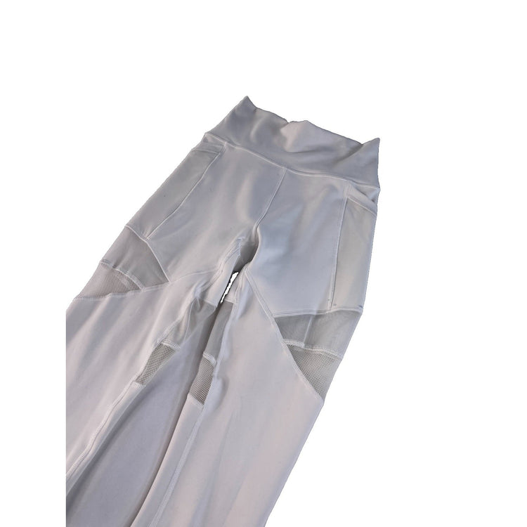 Women's Lululemon White High-Rise Athletic Leggings with Mesh Detailing Size 4