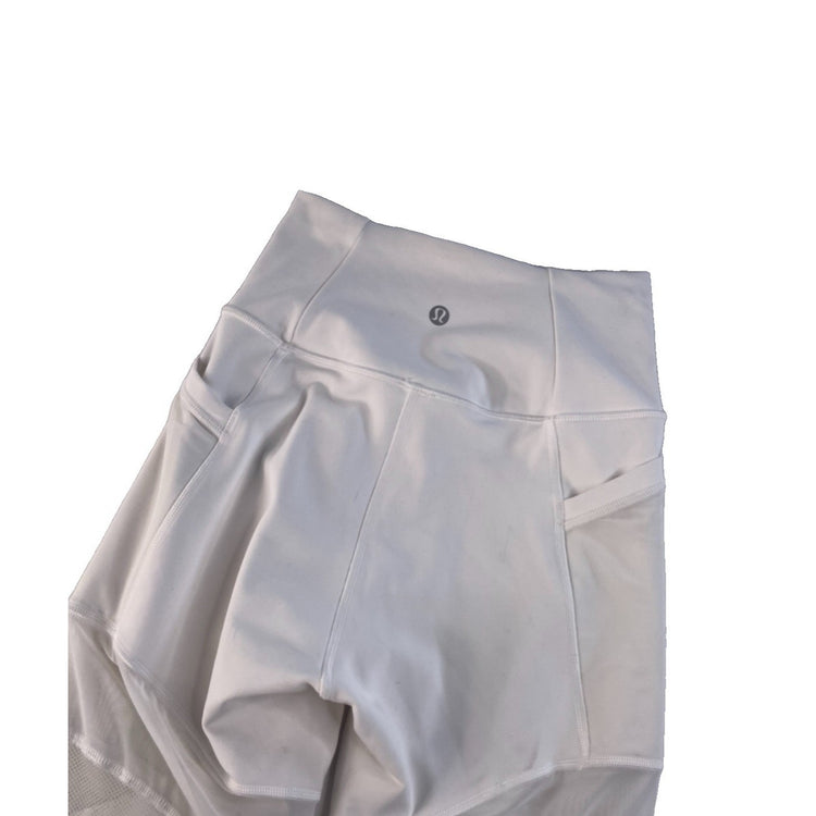 Women's Lululemon White High-Rise Athletic Leggings with Mesh Detailing Size 4