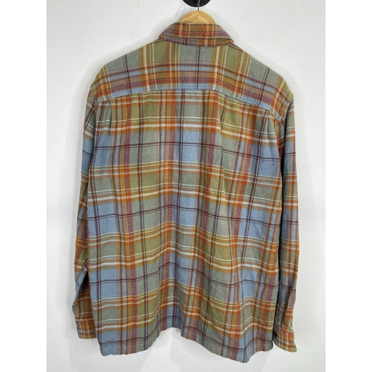 Men’s Patagonia Flannel Button-Up Shirt Plaid Organic Cotton Retro Sz XL