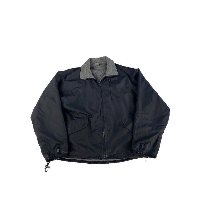 Mens Vintage Banana Republic Reversible Fleece & Nylon Jacket Black/Gray Size M