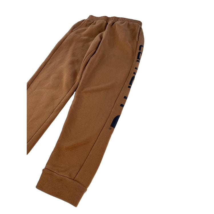 Boys Carhartt Brown Graphic Logo Fleece Jogger Sweatpants Size L 14-16