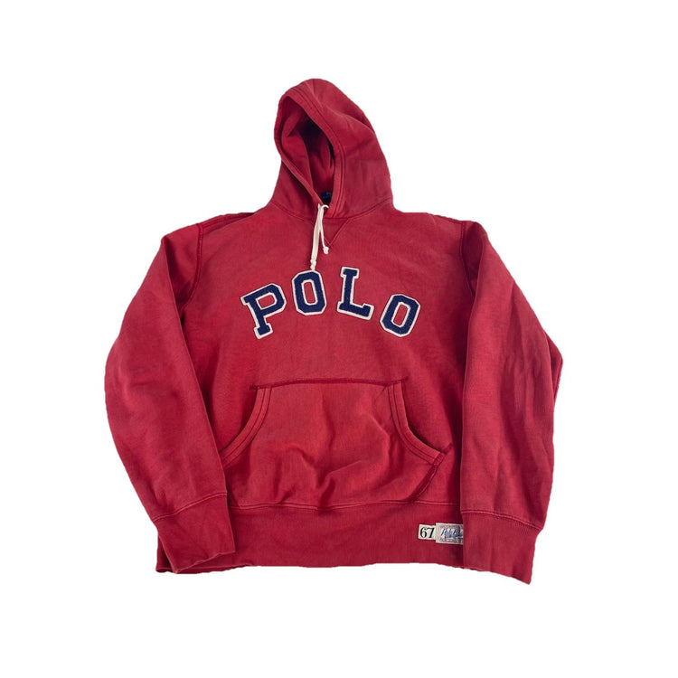 Mens Polo Ralph Lauren Red Class Logo Print Pullover Hoodie Size M