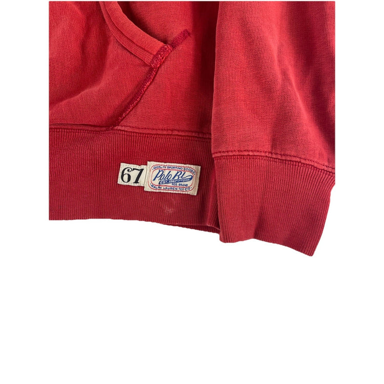 Mens Polo Ralph Lauren Red Class Logo Print Pullover Hoodie Size M