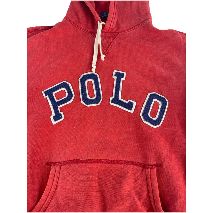 Mens Polo Ralph Lauren Red Class Logo Print Pullover Hoodie Size M