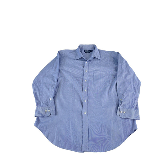 Men Polo Ralph Lauren ClassicFit ButtonUp Shirt White w/Blue Stripes Size 17 1/2