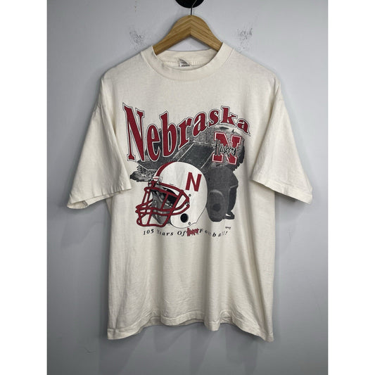 Men’s Vintage 90s Nebraska Huskers 105’ Years Of Football Graphic T-Shirt Sz XL