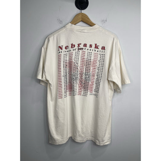 Men’s Vintage 90s Nebraska Huskers 105’ Years Of Football Graphic T-Shirt Sz XL