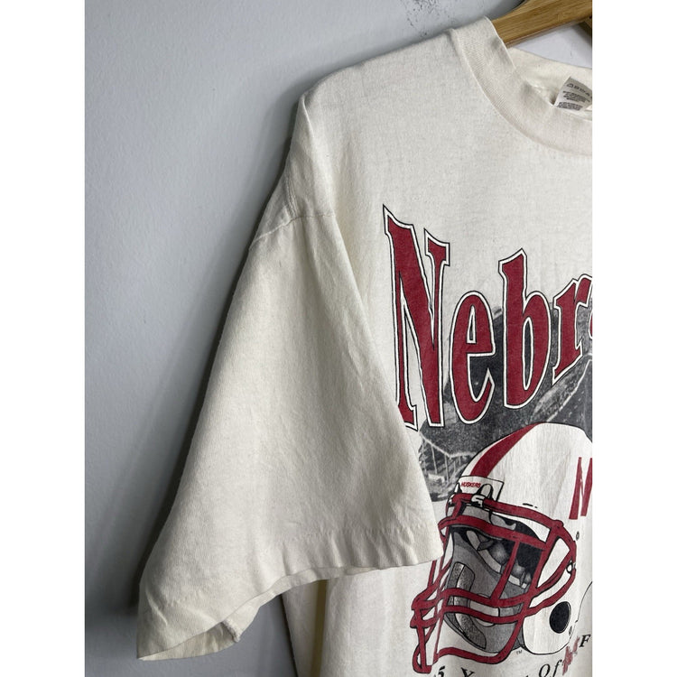 Men’s Vintage 90s Nebraska Huskers 105’ Years Of Football Graphic T-Shirt Sz XL