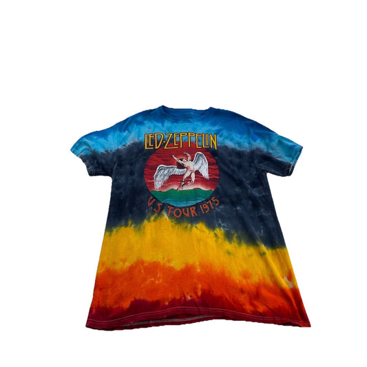 Mens 1975 Led Zeppelin Tie Dye T-Shirt Large Rock Band Concert Tour USA