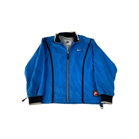 Mens Vintage Nike Team Sports Blue Black Piping Track Windbreaker Jacket SIZE M