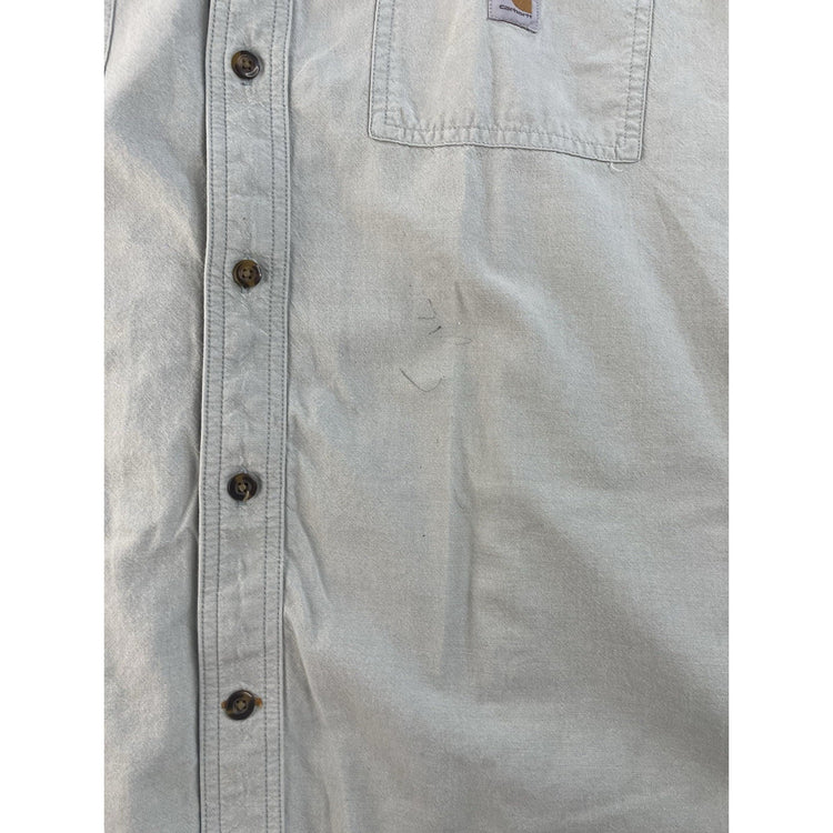 Mens Carhartt Gray Loose Fit Button Down Short Sleeve Shirt Size XL