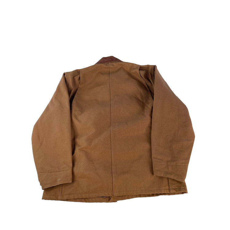 Mens Carhartt Brown SECO Safety Award Duck Canvas Chore Coat Jacket Size 44