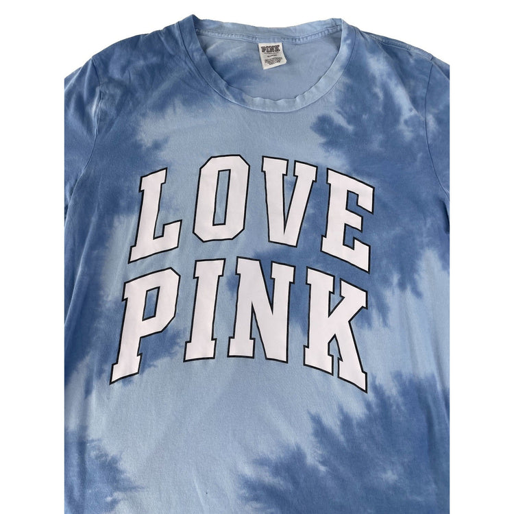 Women’s PINK Victorias Secret Blue Tie Dye T Shirt Size Medium