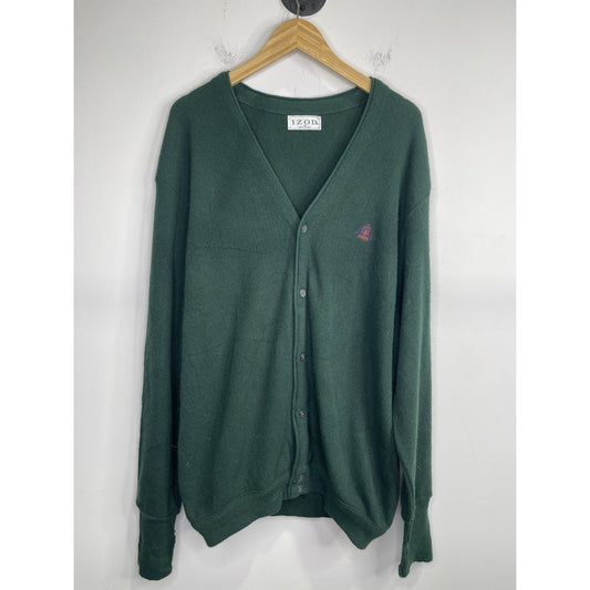 Men’s Vintage Izod Sweater Green Cardigan Acrylic Sz XL
