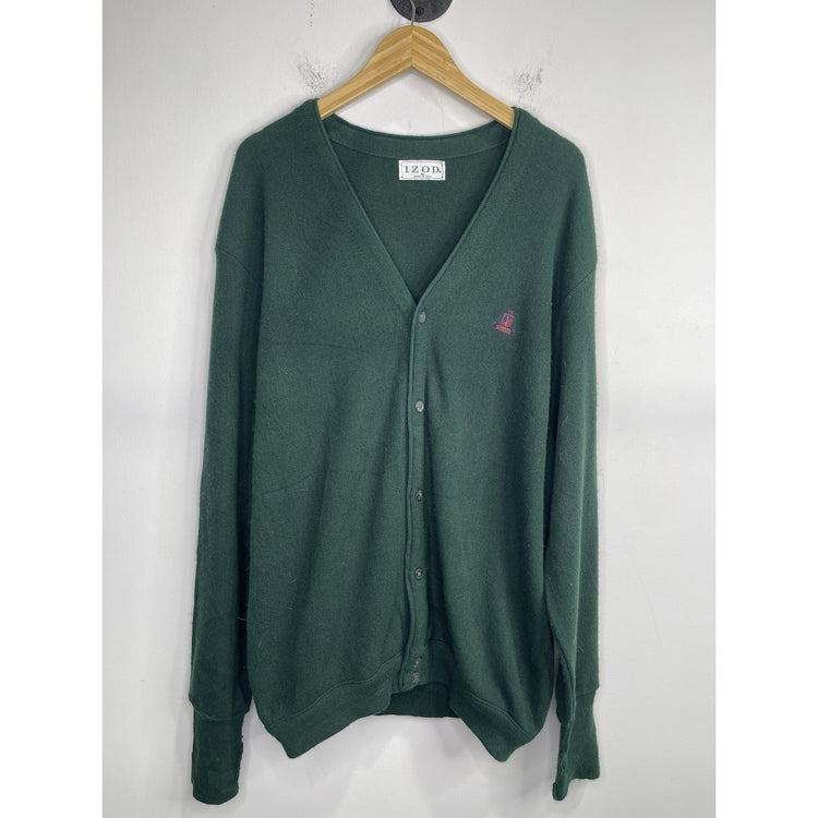 Men’s Vintage Izod Sweater Green Cardigan Acrylic Sz XL