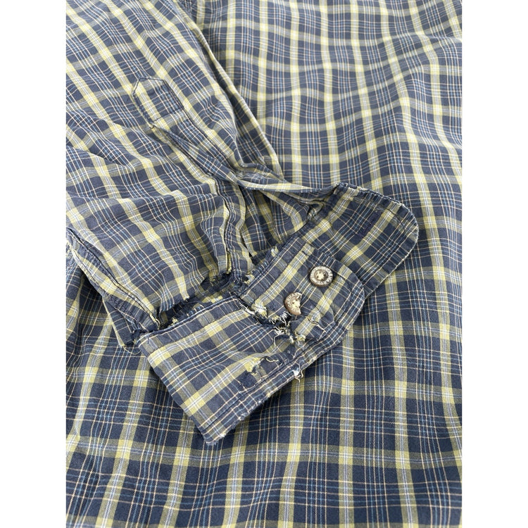 Mens Carhartt Distressed Classic Multicolor Plaid Button Up Shirt Size Xl