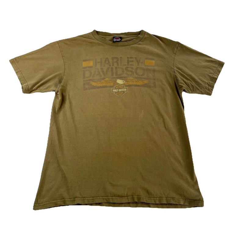 Mens Harley Davidson Olive Green Eagle T Shirt Size XL