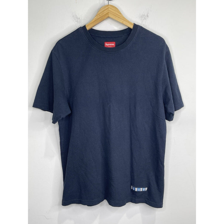 Men’s Supreme Waffle Thermal Dark Blue T-Shirt Short Sleeve Sz M