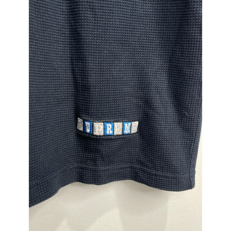 Men’s Supreme Waffle Thermal Dark Blue T-Shirt Short Sleeve Sz M