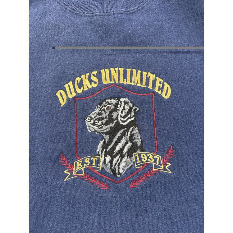 Men’s Vintage Marathon Apperal “ Ducks Unlimited “ Size L Navy Blue Sweatshirt