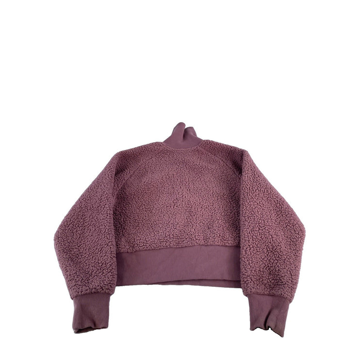 Women PINK Victorias Secret 1/4 Zip Teddy Fleece Crop Pullover Size XS