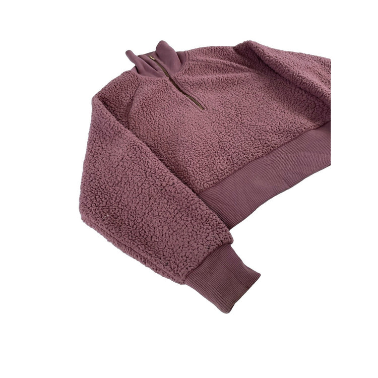 Women PINK Victorias Secret 1/4 Zip Teddy Fleece Crop Pullover Size XS