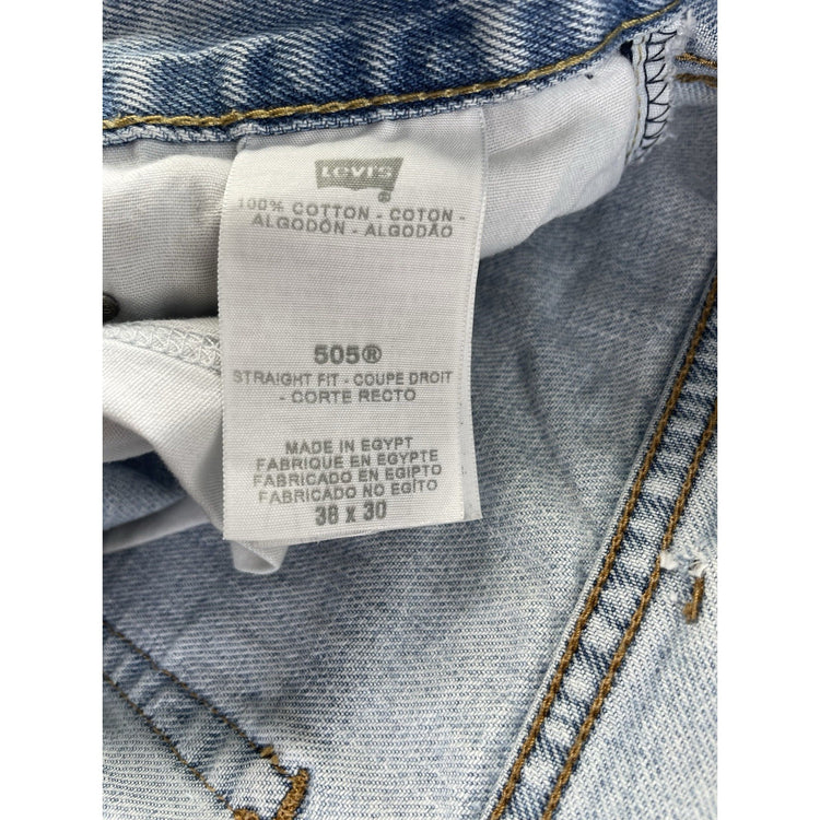 Mens Levis 505 Light Wash Straight Fit Denim Jeans Size 38x30