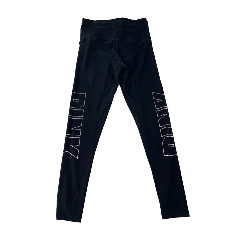 Women's Victoria's Secret Pink Black Logo Foldover Yoga Leggings Size Medium
