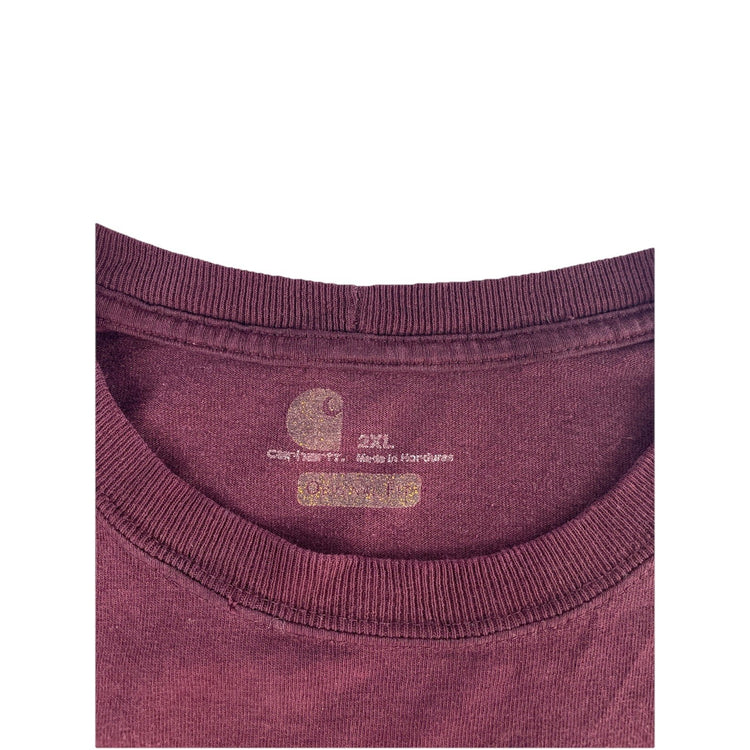 Mens Carhartt Maroon Longsleeve Blank T-Shirt Size 2Xl